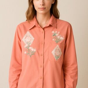 Unique Vintage Orange Floral Men's Shirt